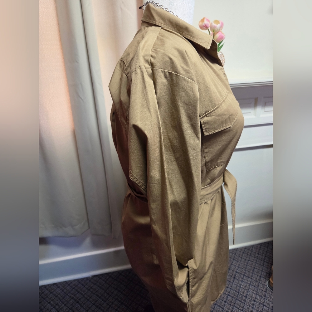 NWT Gap Long Shirt Dress/shacket Tan , Size Medium - Picture 2 of 13